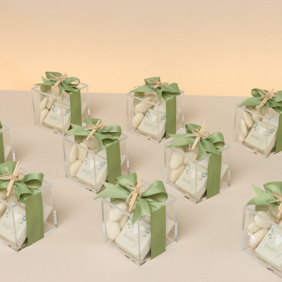 Baby sage green designed chocolate & giveaways large leather tray