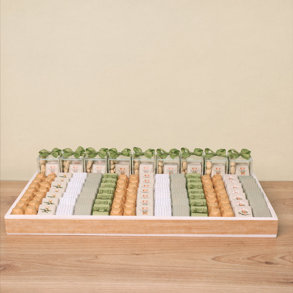Baby sage green designed chocolate & giveaways large leather tray