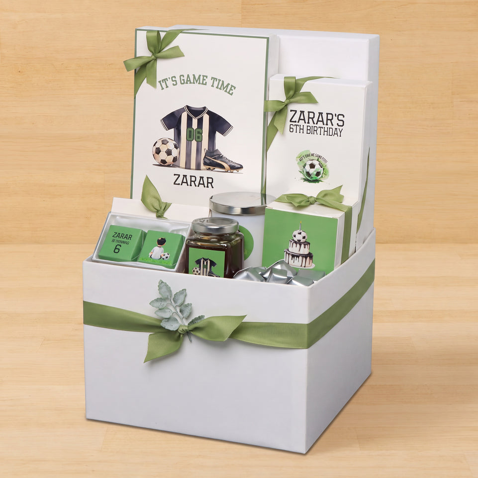 Baby boy soccer designed premium chocolate & sweets large hamper