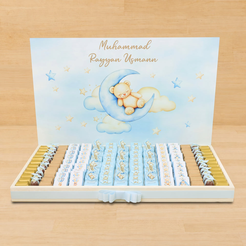 Baby boy teddy designed premium chocolate large leather tray