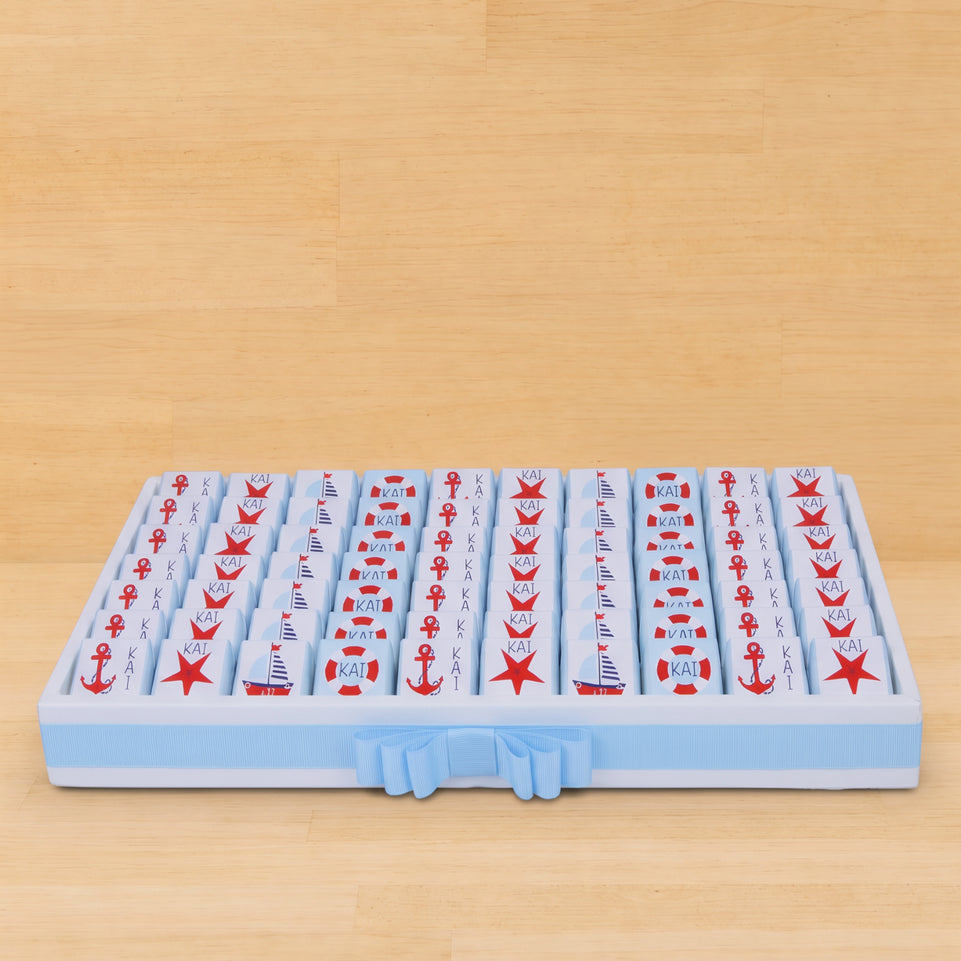 Baby boy nautical designed premium chocolate medium leather tray