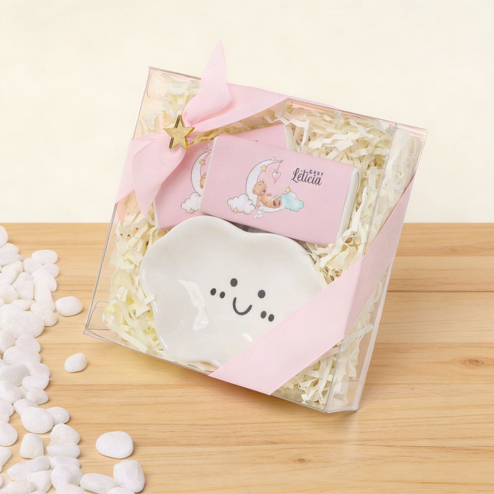 Set of 20 Baby girl cloud ceramic plate souvenir giveaway