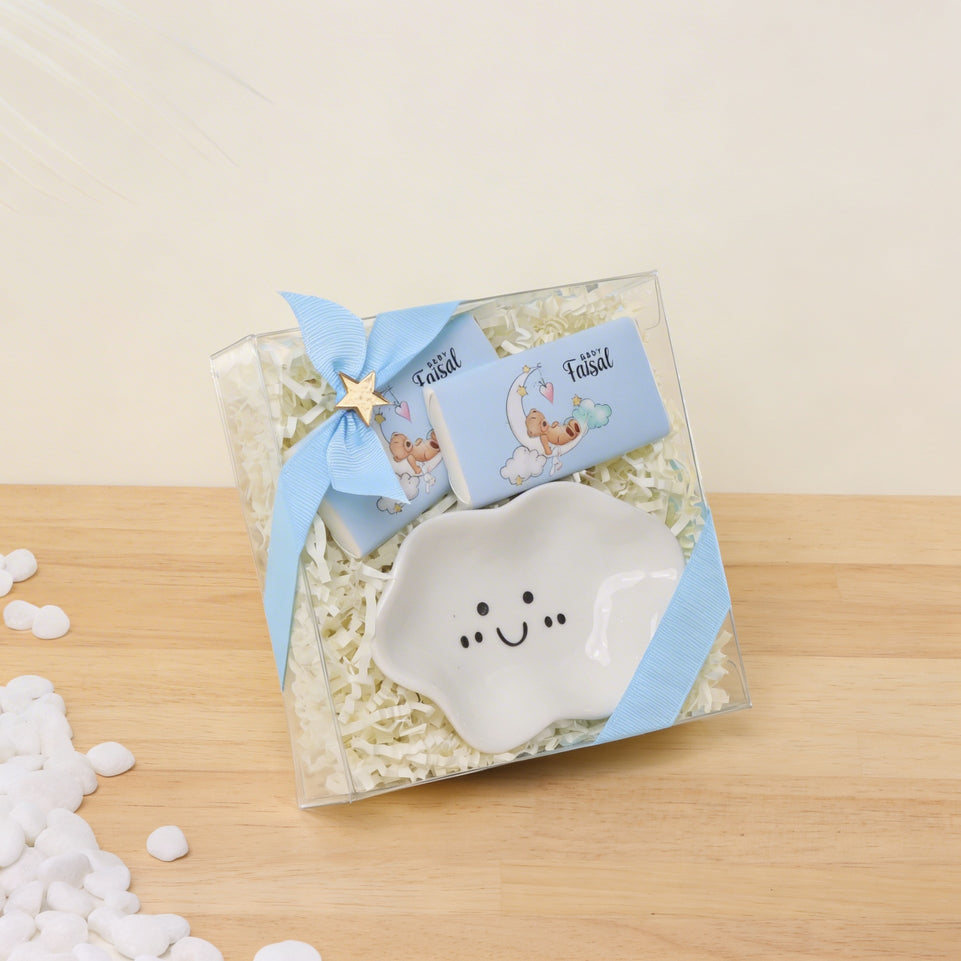 Set of 20 pcs baby boy ceramic cloud plate giveaway