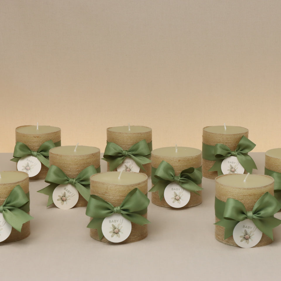 Baby Rustic decorated candle