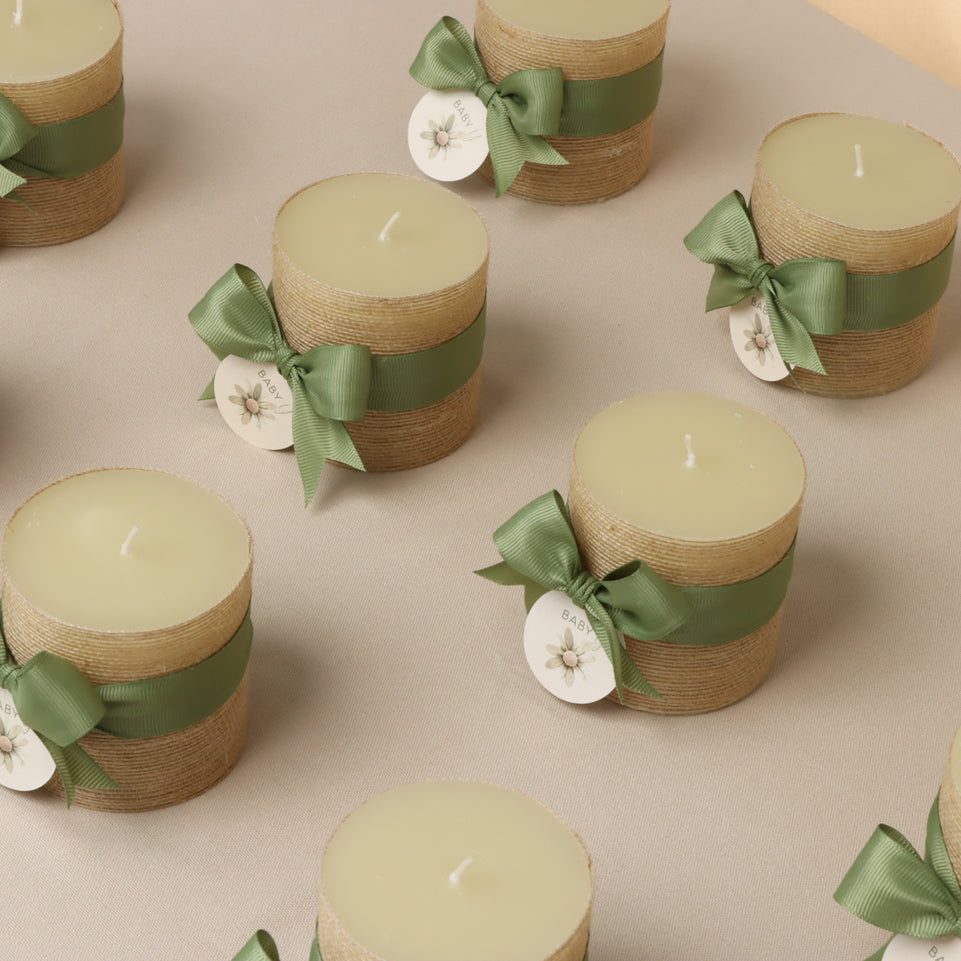 Baby Rustic decorated candle