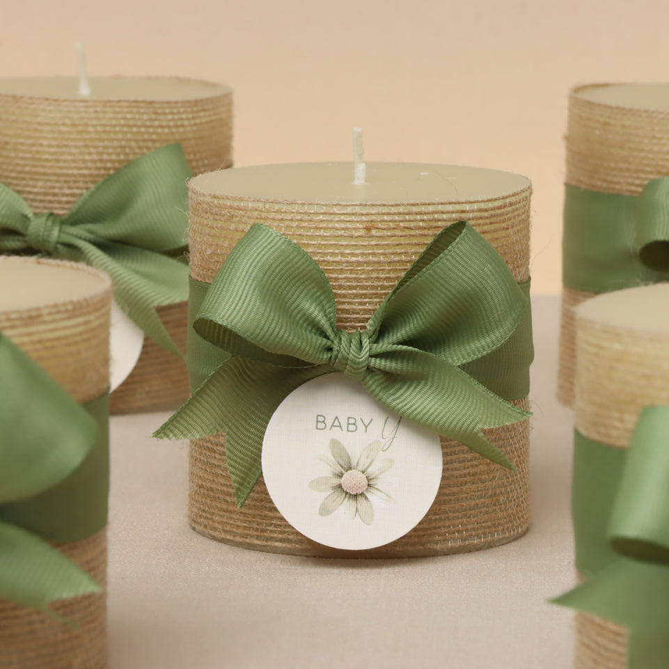Baby Rustic decorated candle