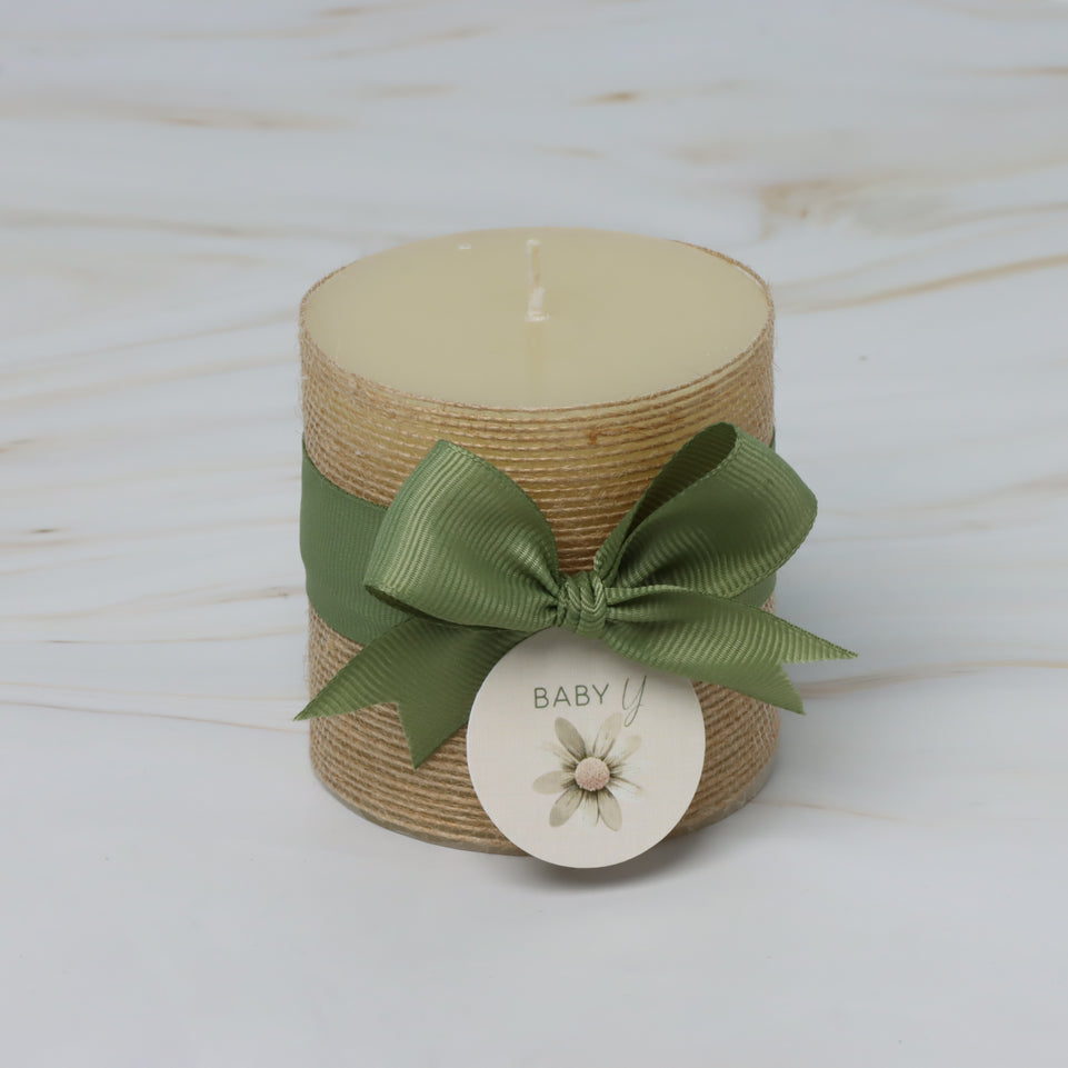 Baby Rustic decorated candle