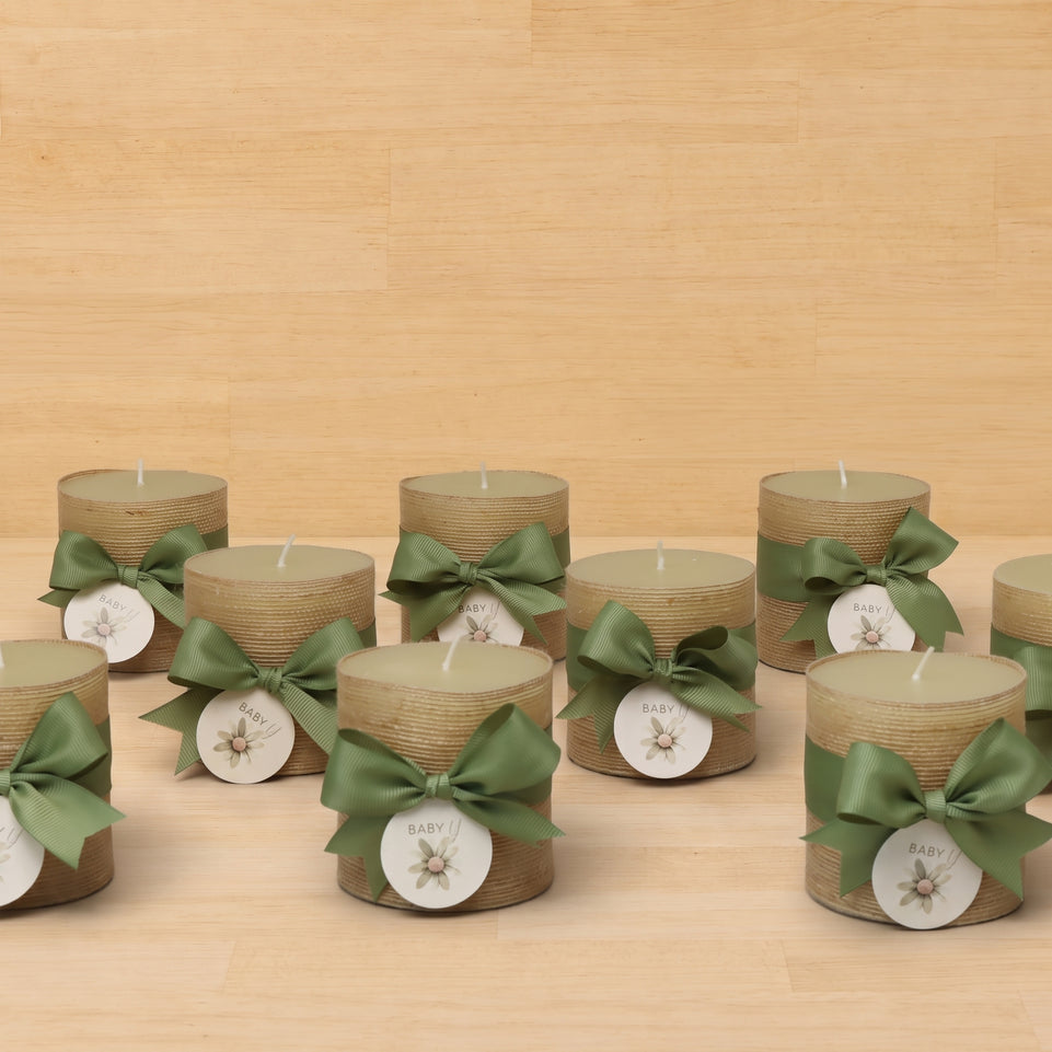 Set of 20 Baby Rustic decorated candle