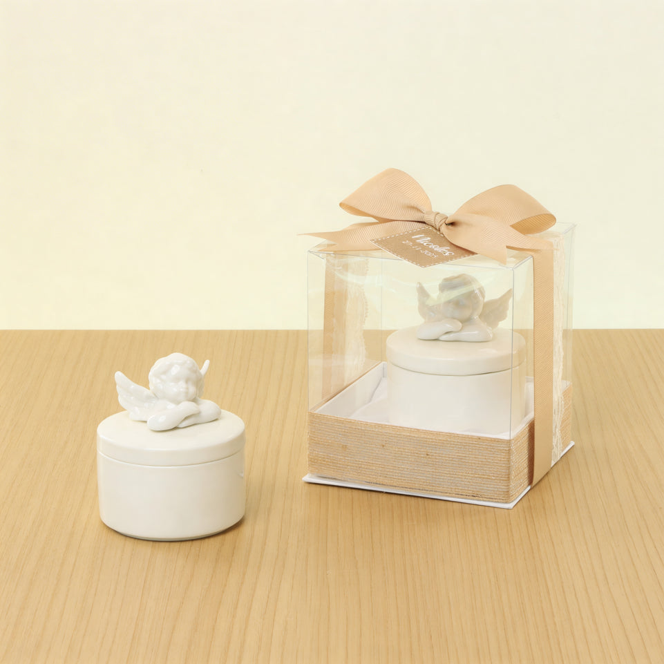 Set of 20 Baby rustic designed ceramic angel box giveaway