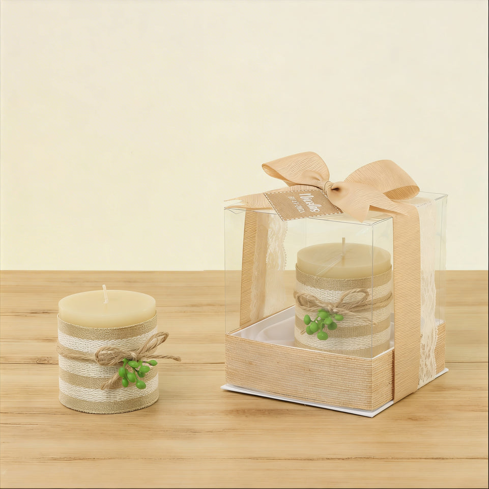 Set of 20 Baby personalized rustic decorated candle box giveaway
