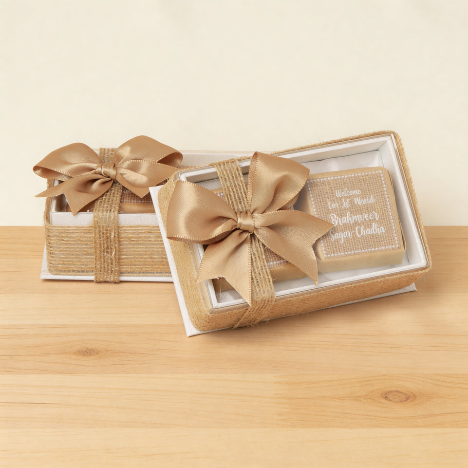 Set of 20 Baby personalized rustic designed premium chocolate box giveaways