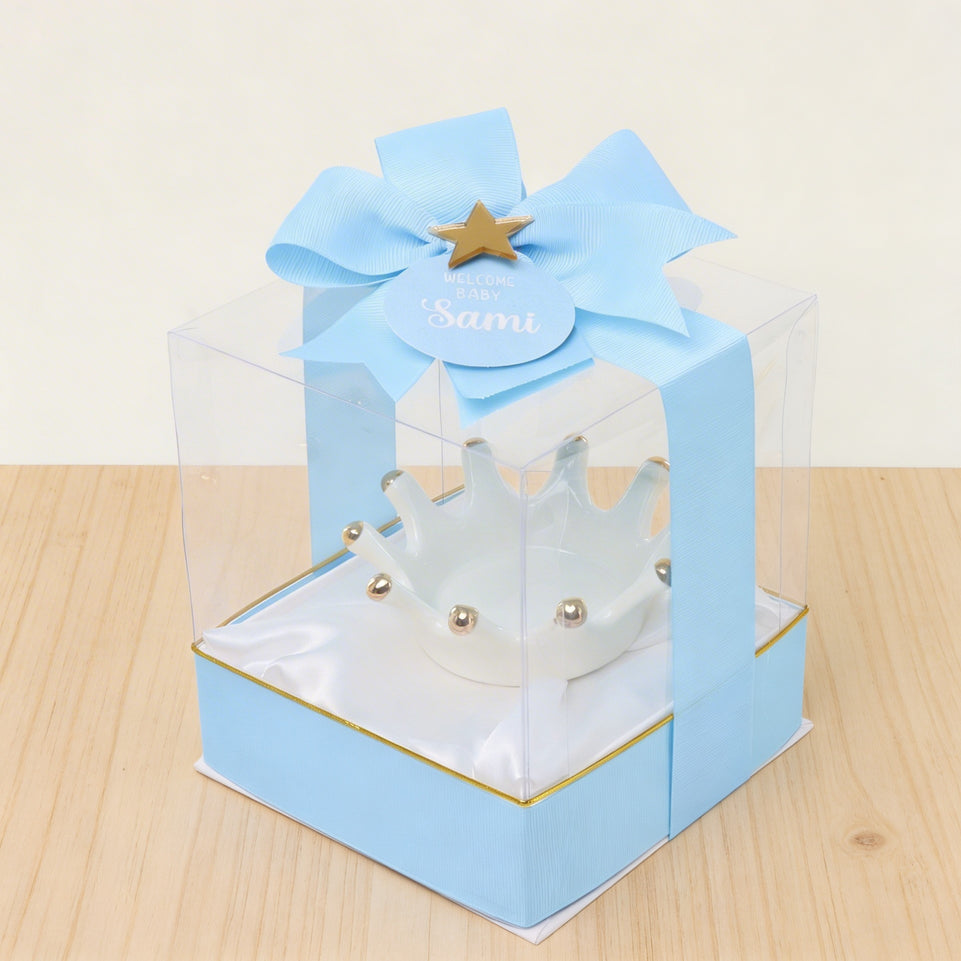 Set of 20 pcs baby boy crown white plate giveaways