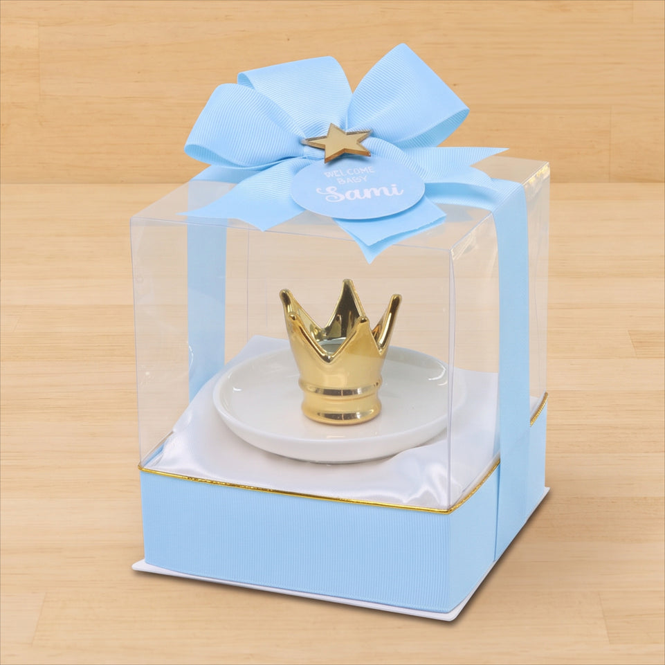 Set of 20 pcs baby boy crown white ceramic plate giveaway