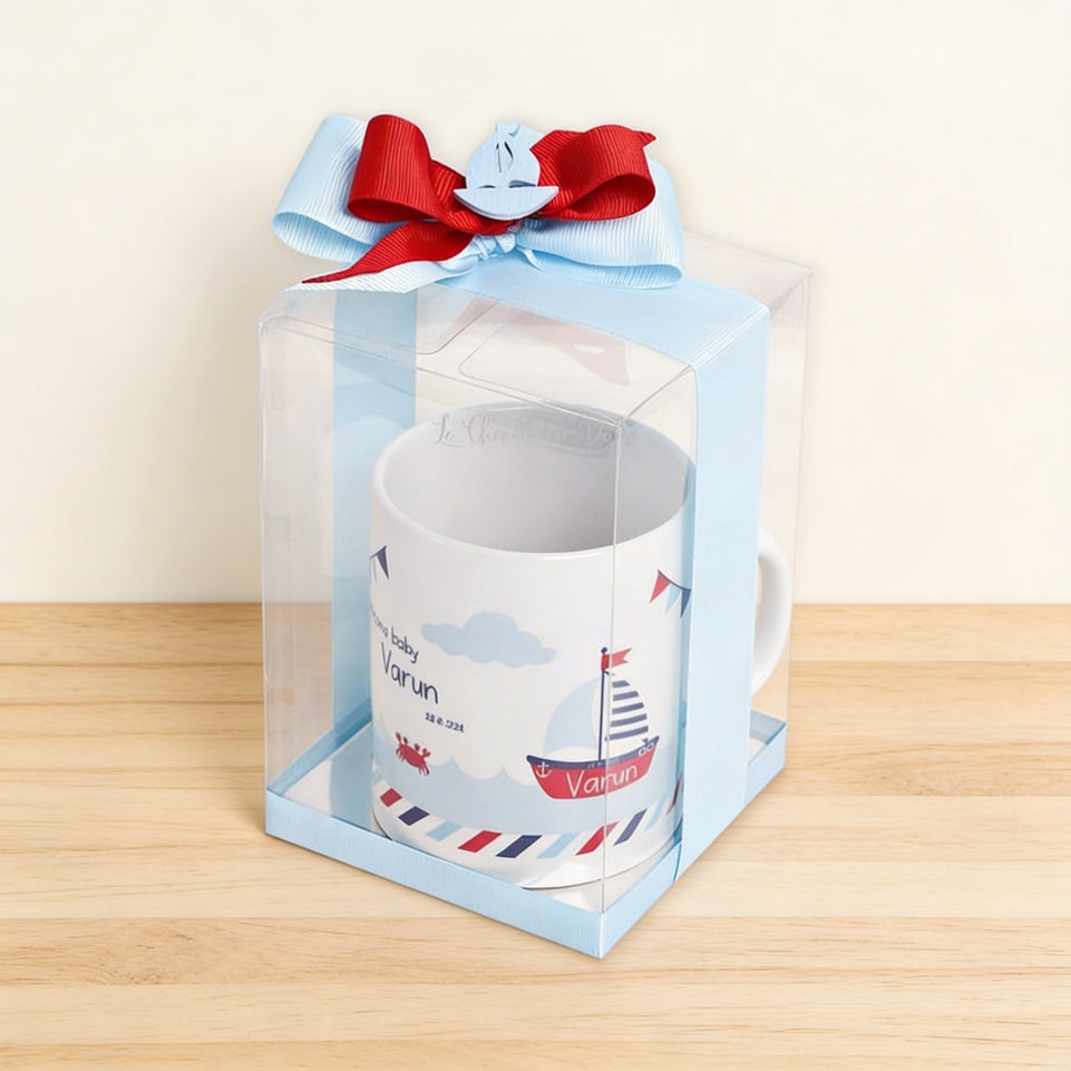 Set of 20 Nautical theme personalized mug clear box
