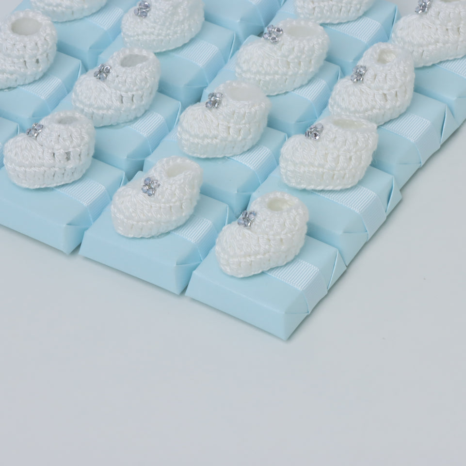 Baby boy crochet shoe decorated chocolate