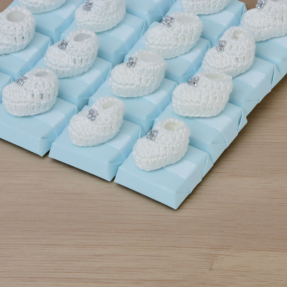 Set of 20 Baby boy crochet shoe decorated chocolate