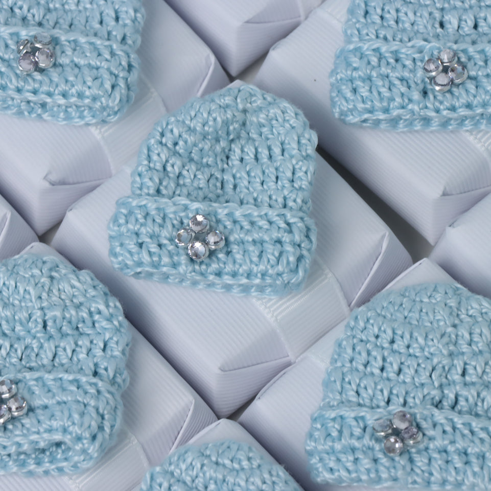 Set of 20 Baby boy hat crochet decorated premium chocolate