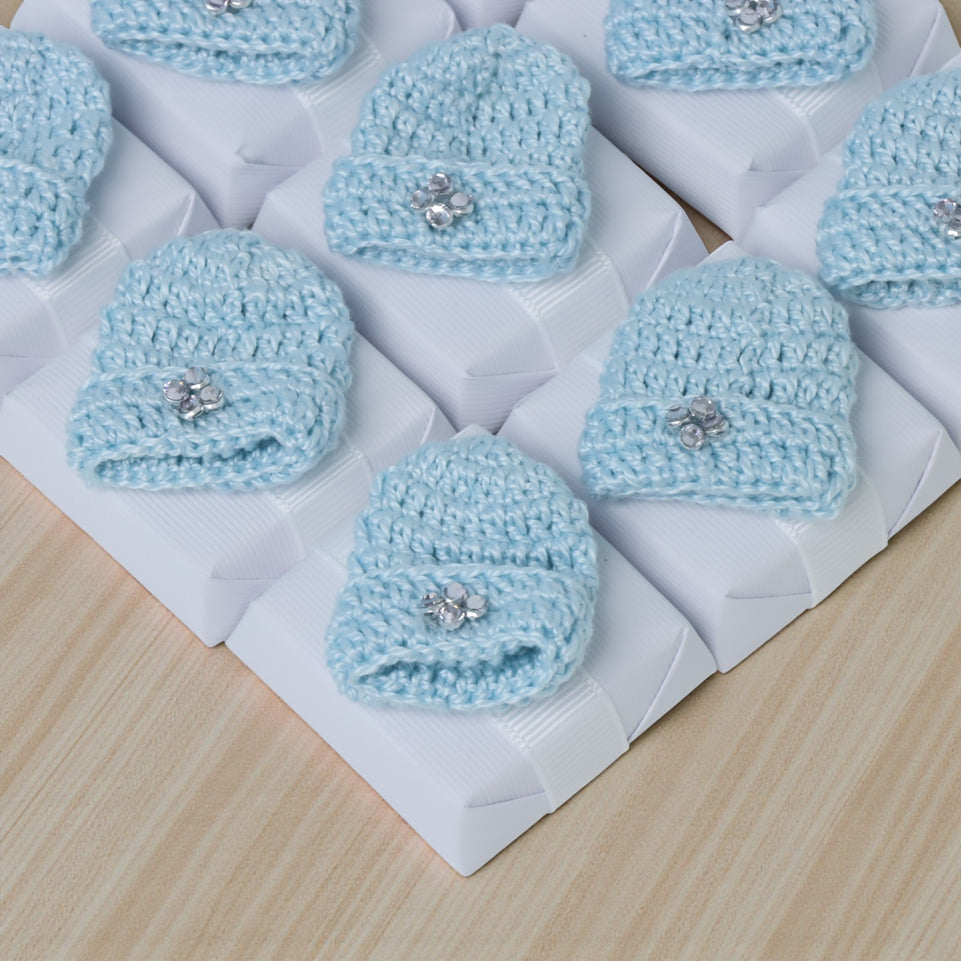 Set of 20 Baby boy hat crochet decorated premium chocolate