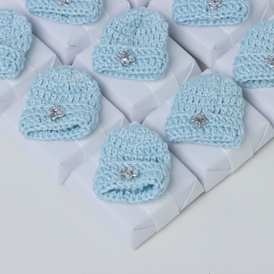 Baby boy hat crochet decorated chocolate