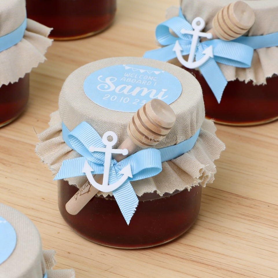 Set of 20 jars baby boy nautical theme acrylic decorated honey jar