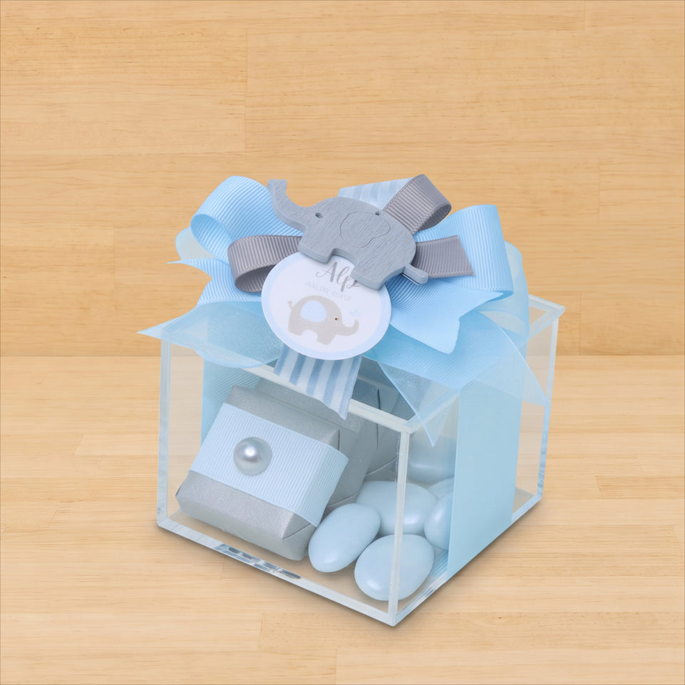 Set of 20 Baby acrylic elephant decorated chocolate acrylic box