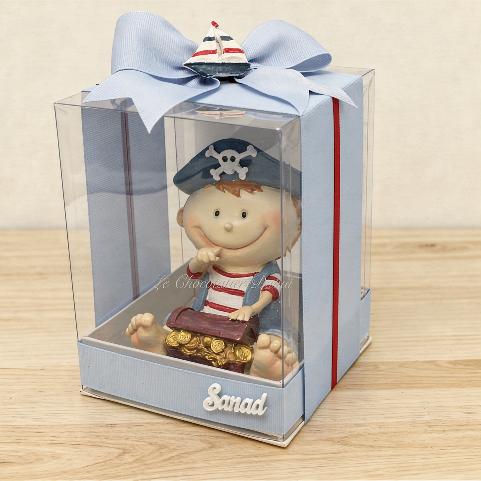 Set of 20 Acrylic name personalized ceramic pirate boy clear box