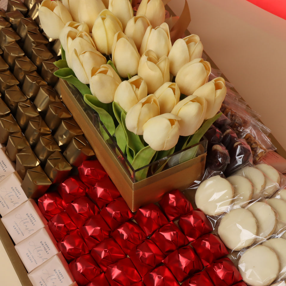 Happy Birthday customized chocolate large leather tray