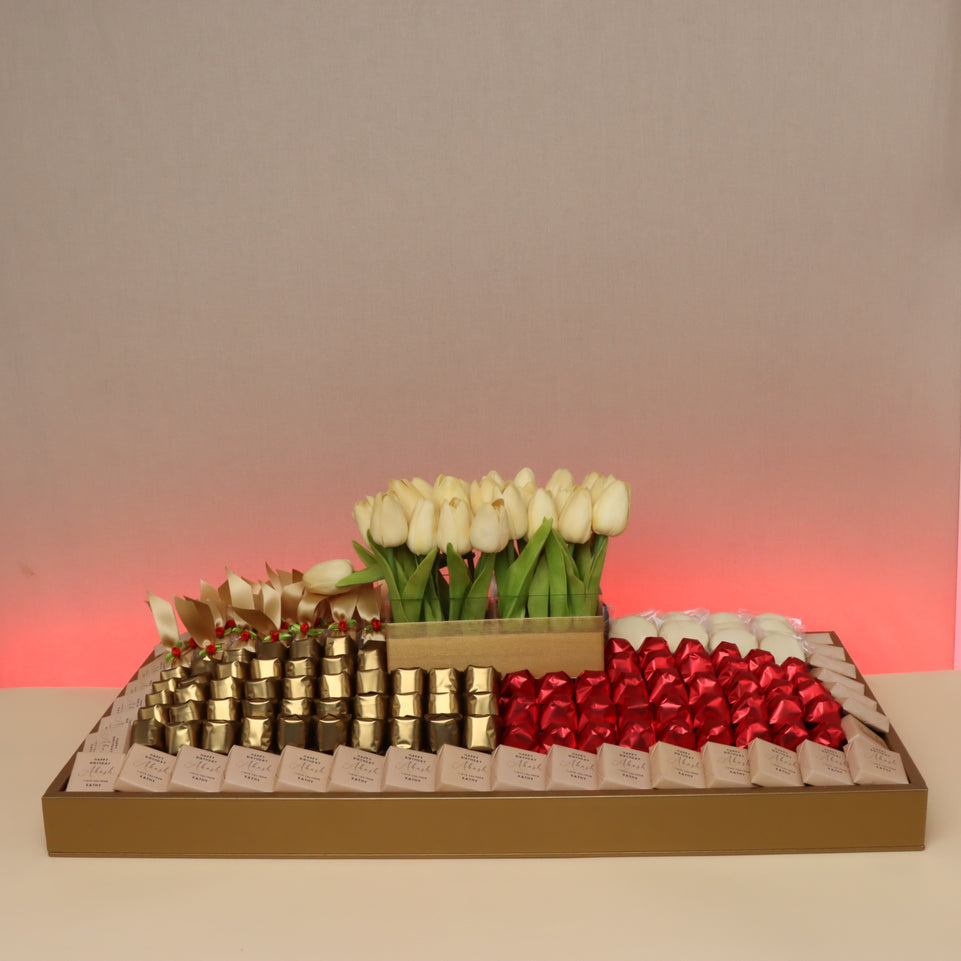 Happy Birthday customized premium chocolate large leather tray