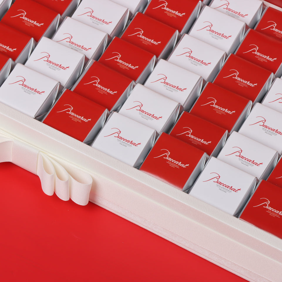 Corporate customized premium chocolate medium tray with acrylic customized backdrop