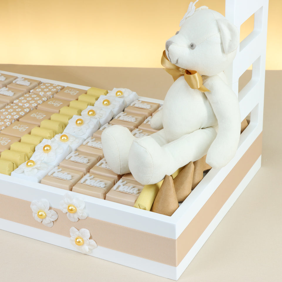 Baby girl flower theme chocolate arrangement 2 tier stand