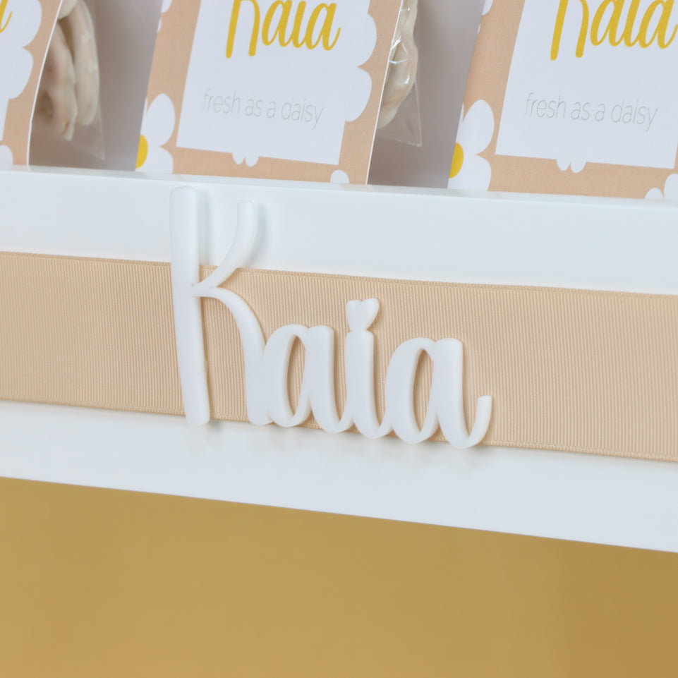 Baby girl flower theme chocolate arrangement 2 tier stand