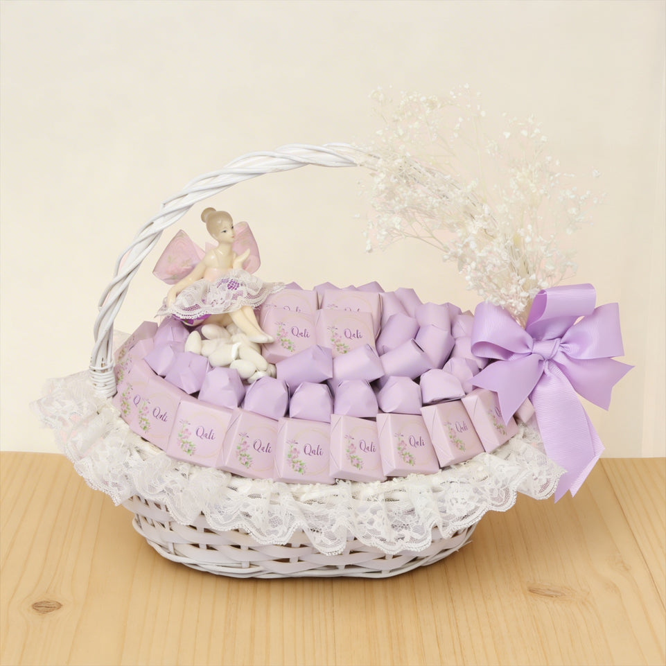 Baby girl ballerina & flower decorated chocolate medium basket