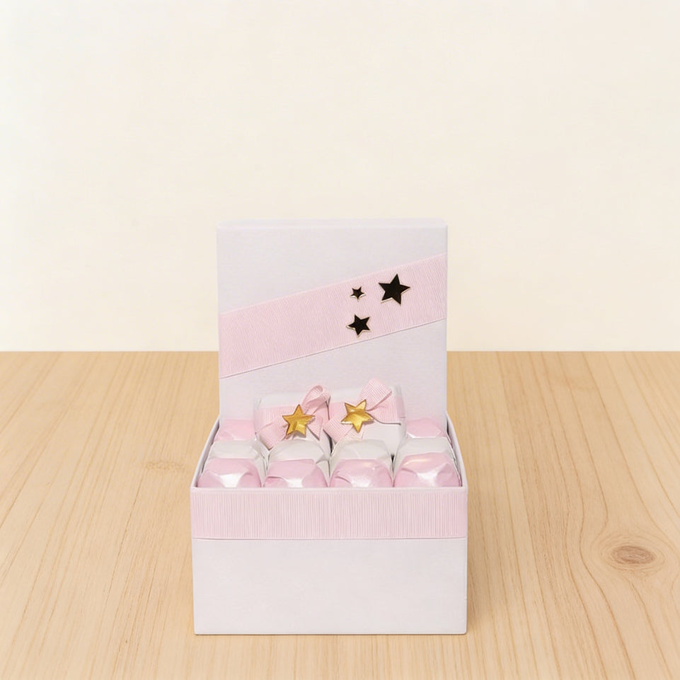 Baby girl acrylic gold star decorated chocolate small hamper