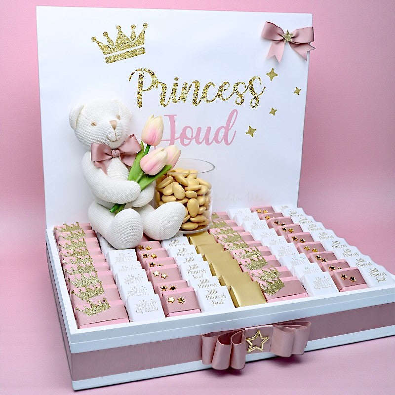 Luxury baby princess decorated chocolate wooden tray
