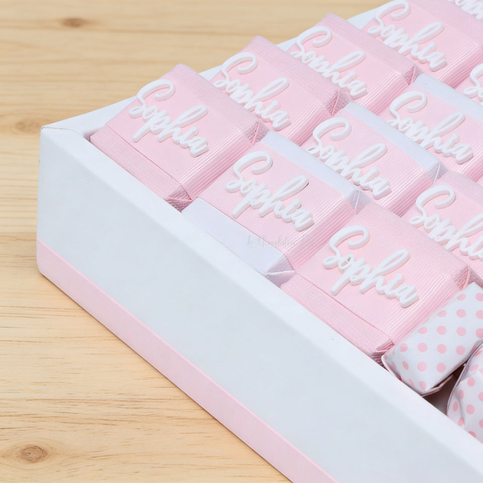 Baby girl personalized acrylic decorated chocolate leather tray
