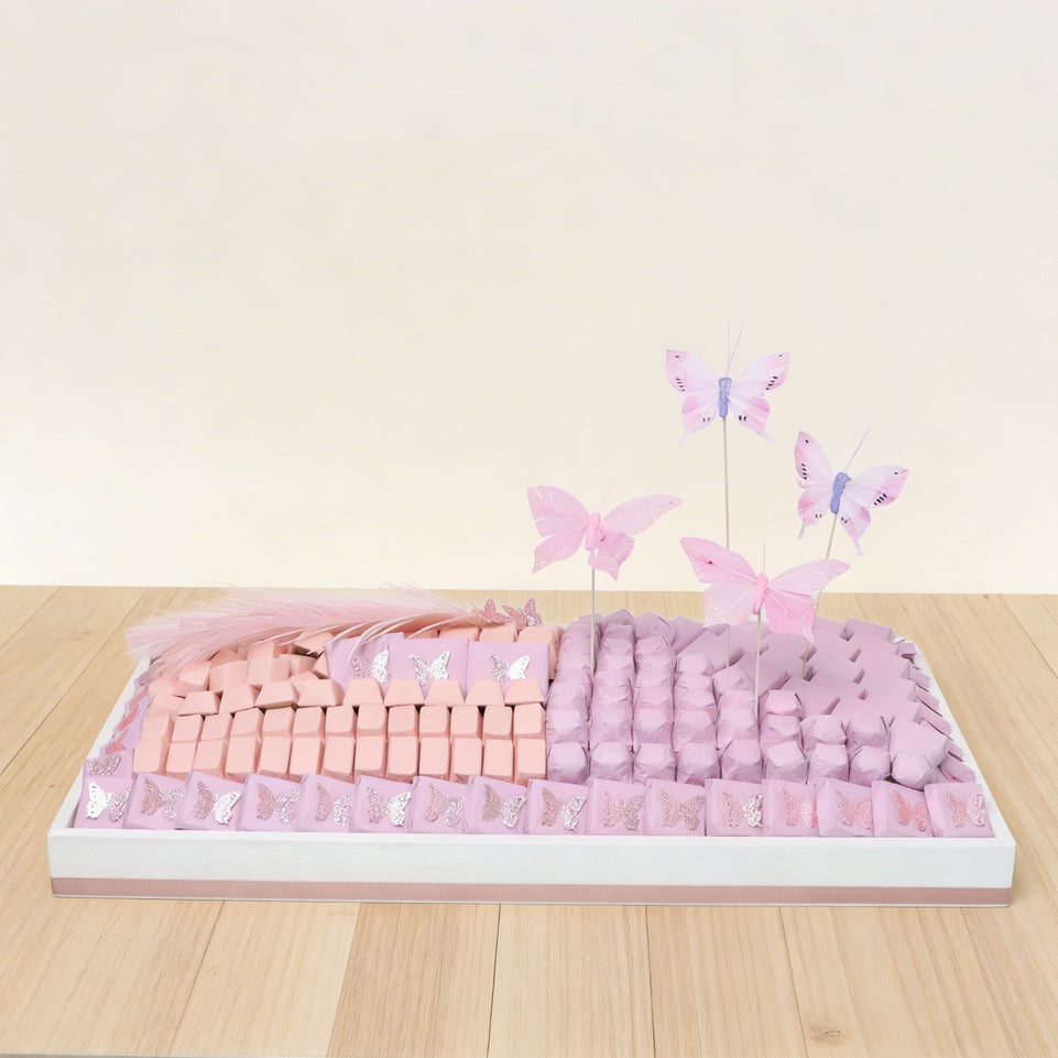 Butterfly decorated chocolate large leather tray