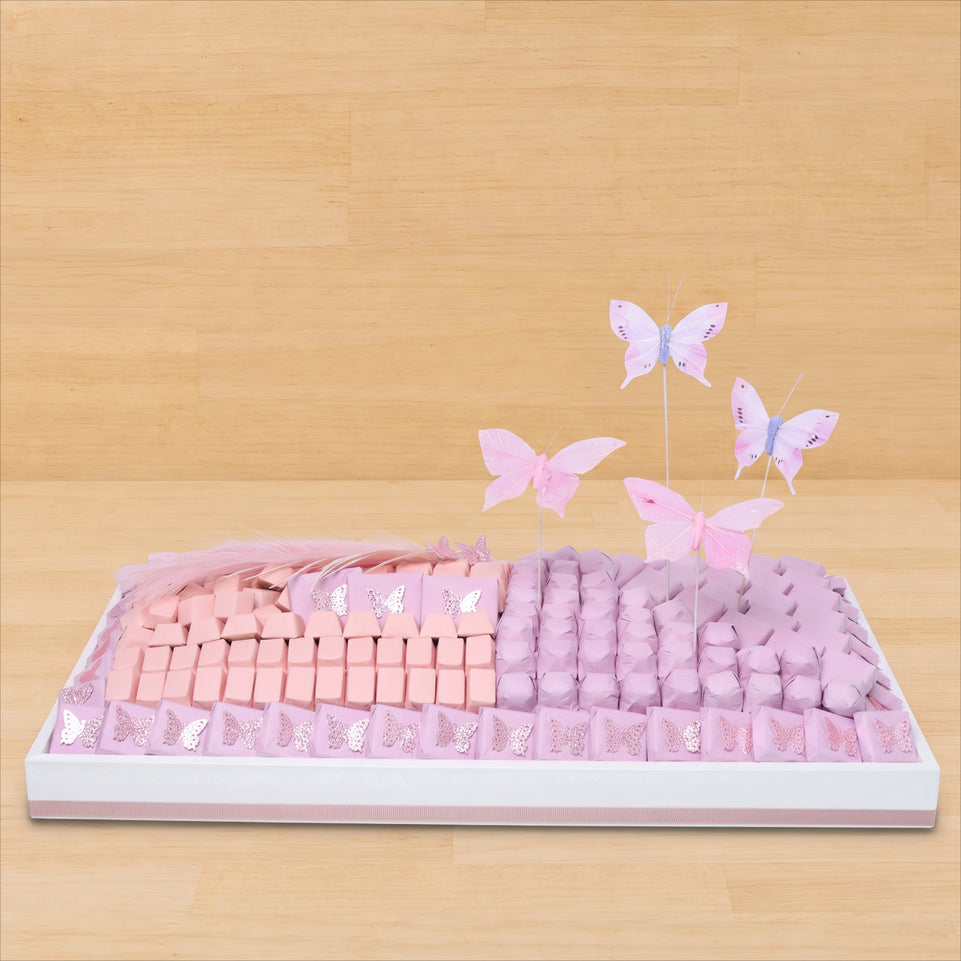 Butterfly decorated chocolate large leather tray