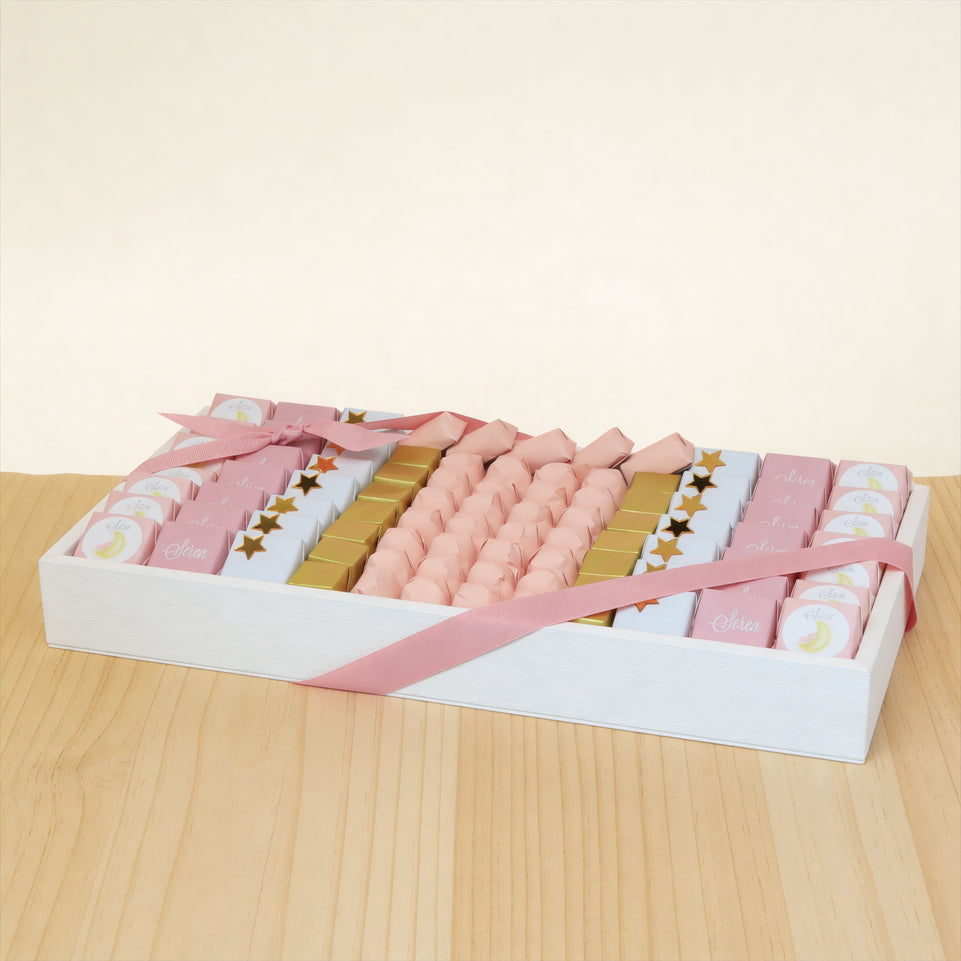 Baby girl moon theme personalized designed chocolate medium leather tray