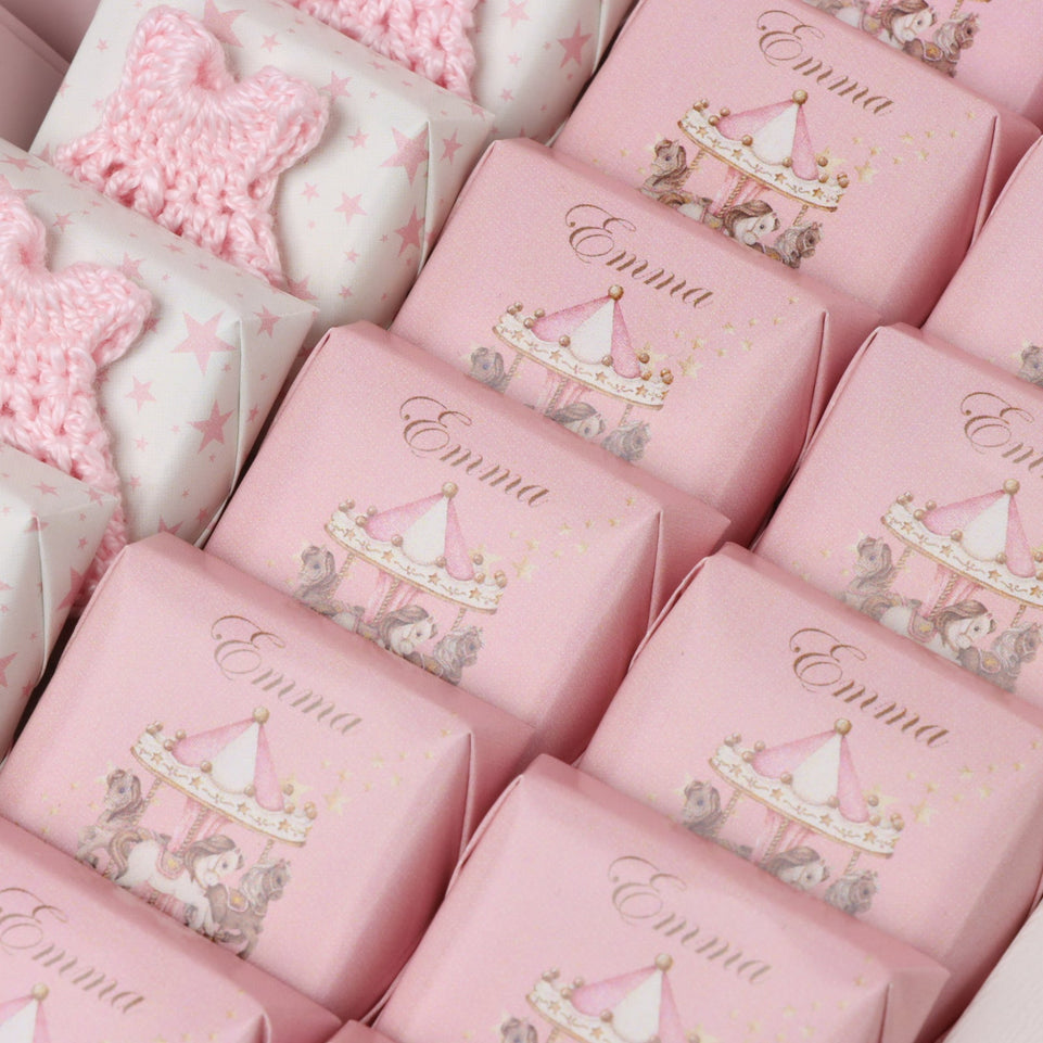 Baby Girl Carousel theme chocolate medium leather tray