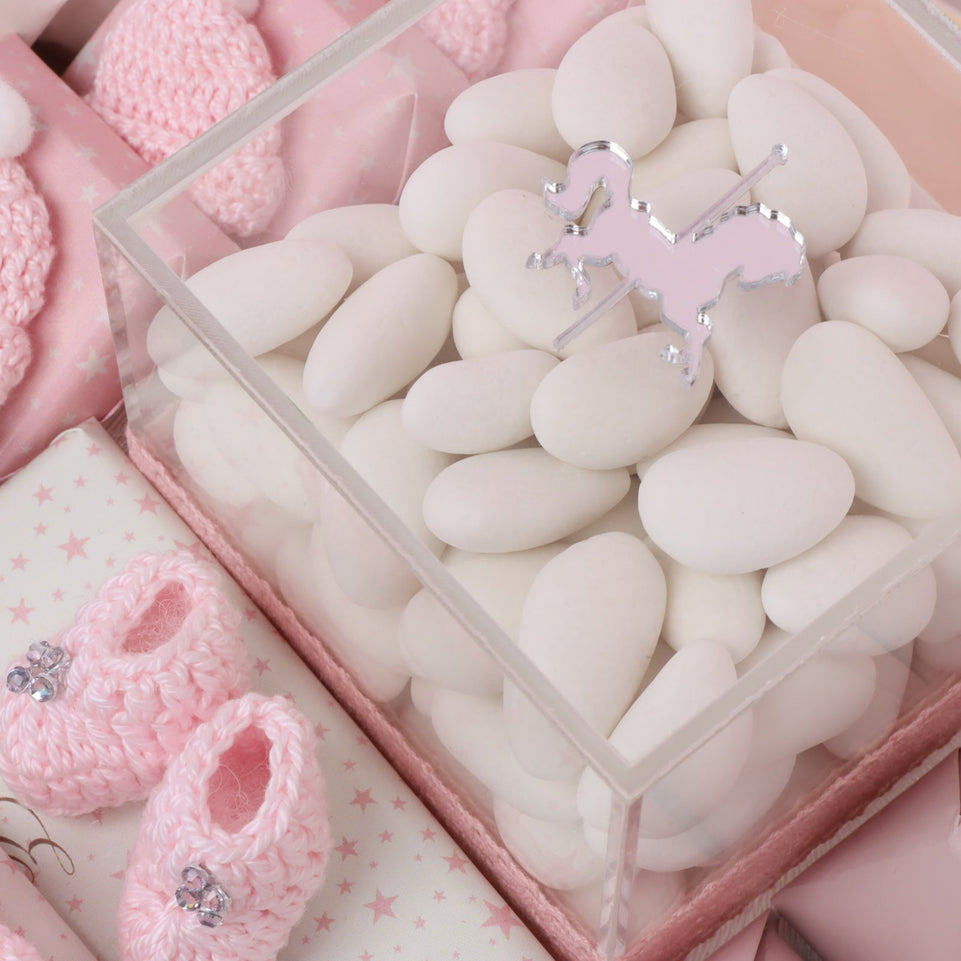 Baby Girl Carousel theme chocolate medium leather tray