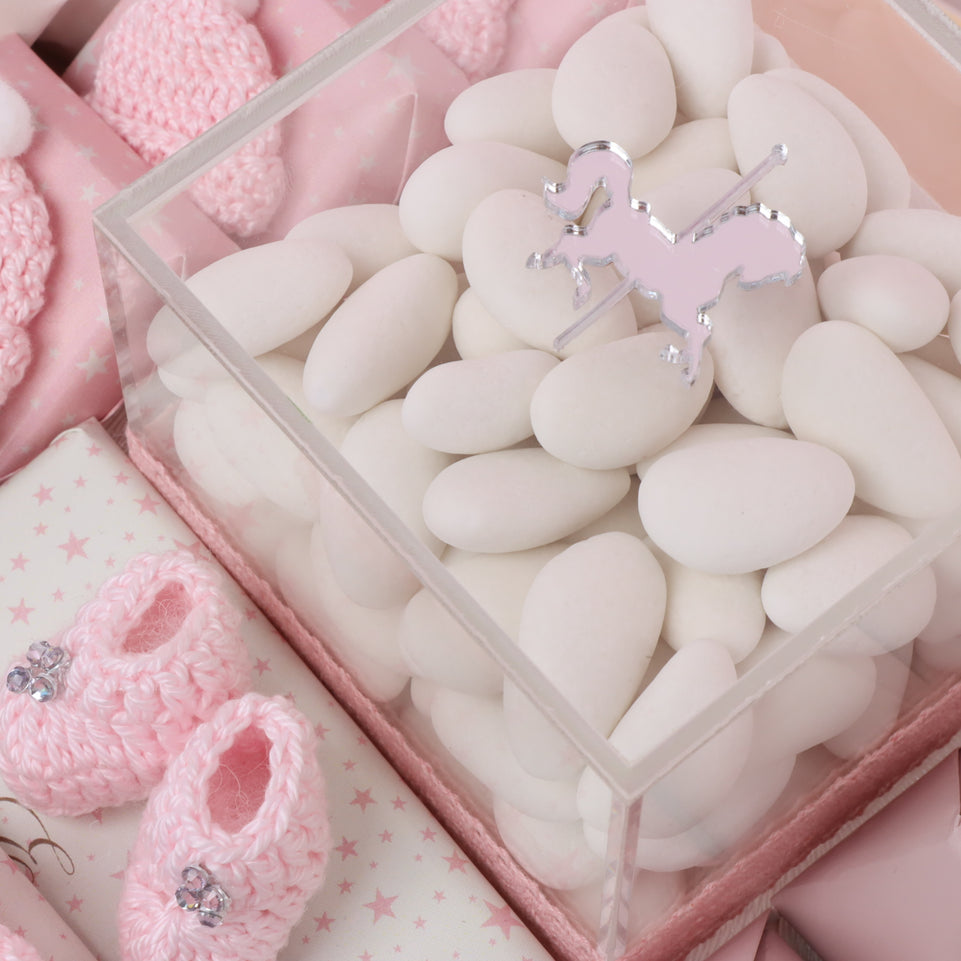 Baby Girl Carousel theme chocolate medium leather tray