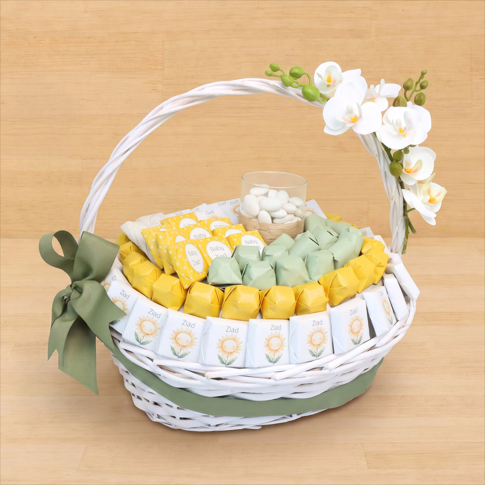 Baby sunflower designed premium chocolate large basket