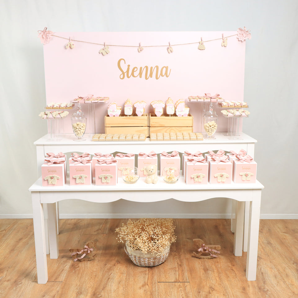 Baby girl personalized decorated premium chocolate set up
