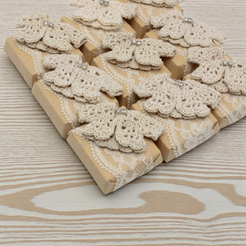 Set of 20 Rustic crochet jacket decorated loose chocolate