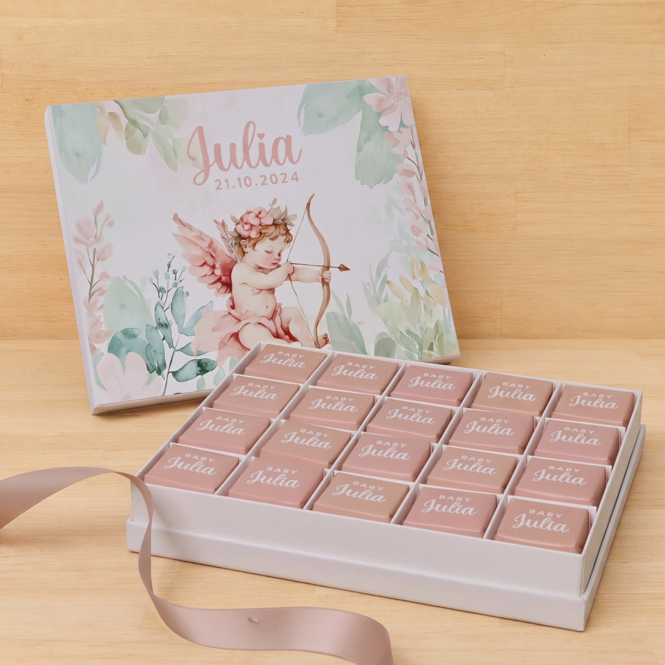 Baby girl personalized Angel designed chocolate hard box