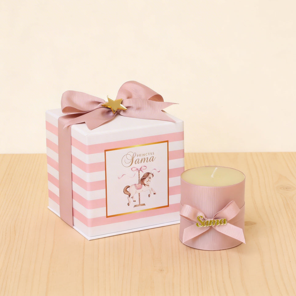 Set of 20 Baby carousel theme acrylic decorated candle hard box