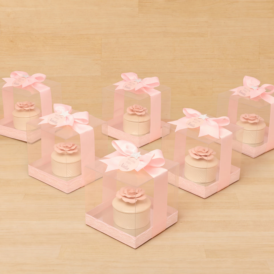 Set of 20 boxes baby girl rose flower trinket box giveaway
