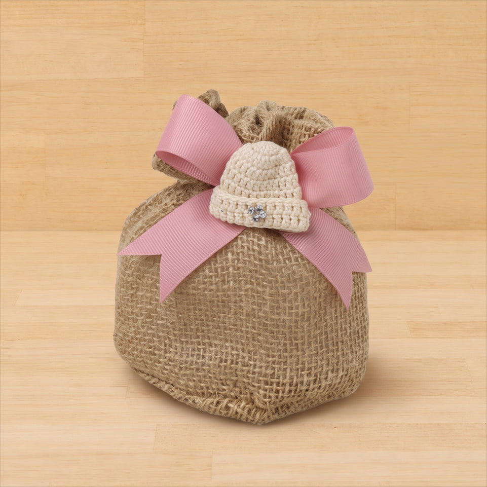 Set of 20 Baby crochet hat decorated chocolate bag