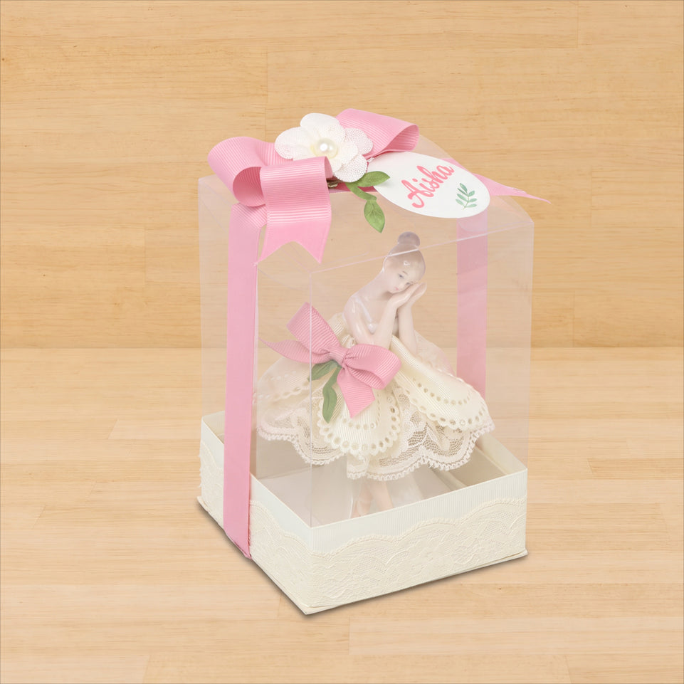 Set of 20 Baby girl ceramic ballerina clear box
