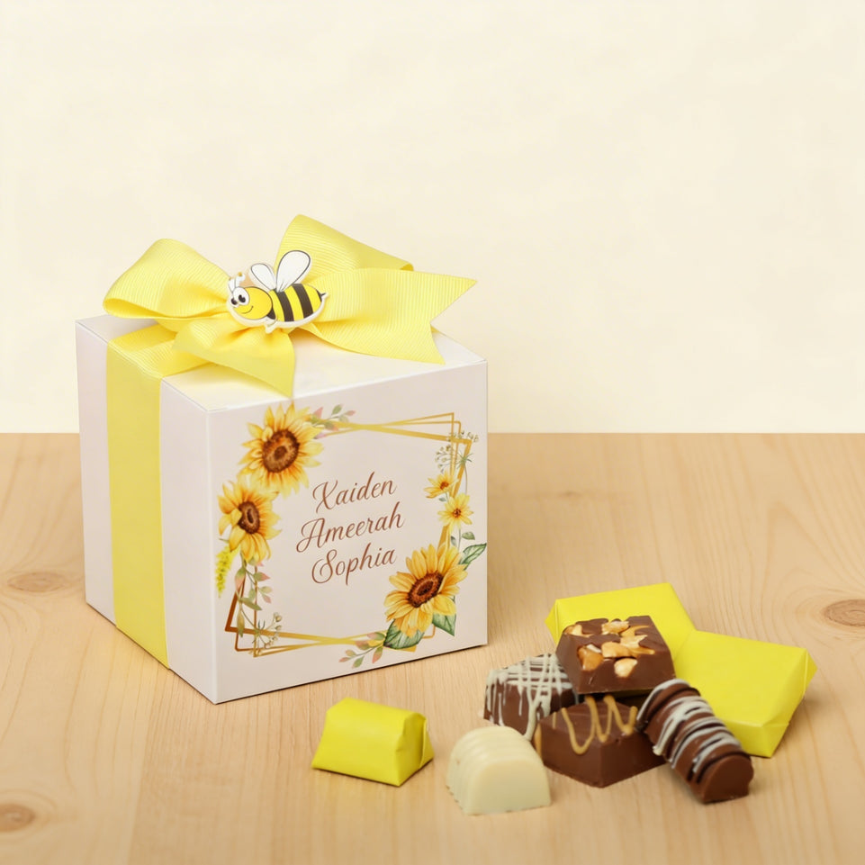 Set of 20 boxes sun flower design personalized chocolate soft box